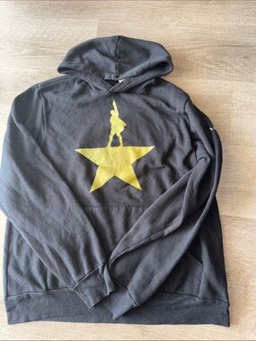 Hamilton Black Hoodie with Yellow Star Graphics Sz L